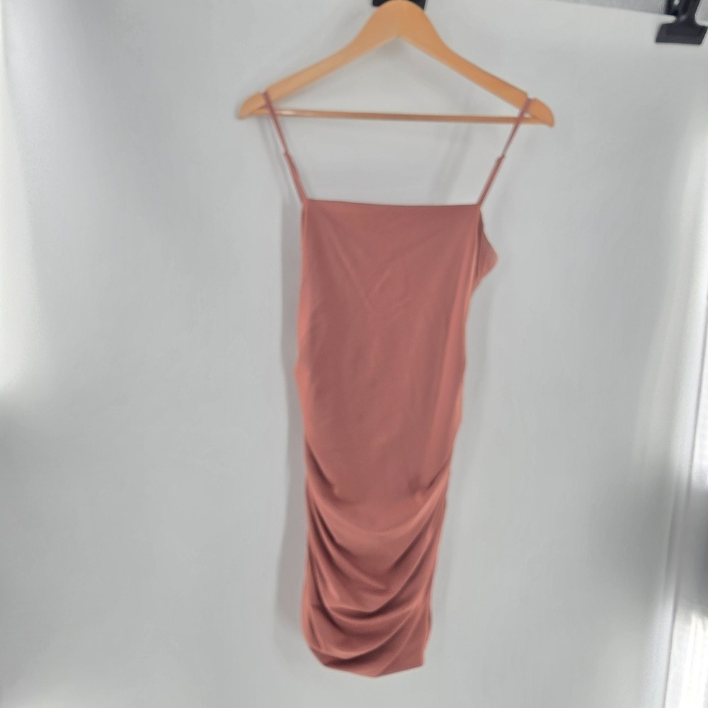 Tiger mist Dress Womens Medium dusty Rose Ruched Cut Out Adjustable